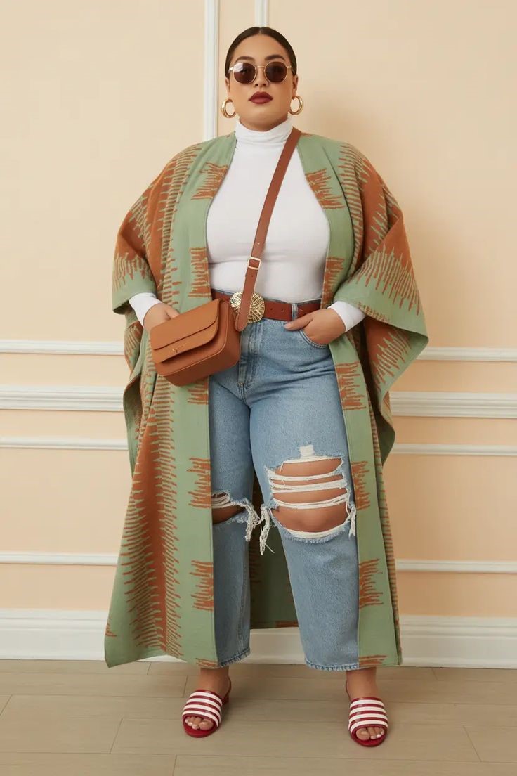 Confident plus-size woman wearing a stylish casual everyday outfit.