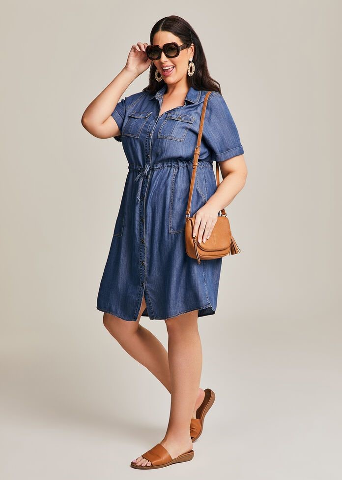 Chambray shirt dress styled with sandals for a casual summer outfit