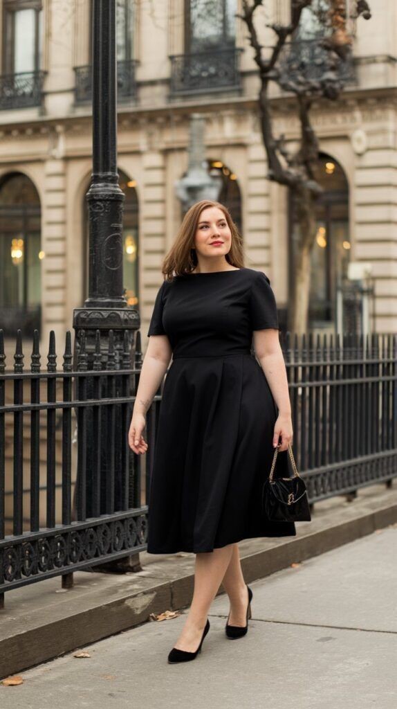 Classic black dress styled as a timeless investment piece for a luxury wardrobe.