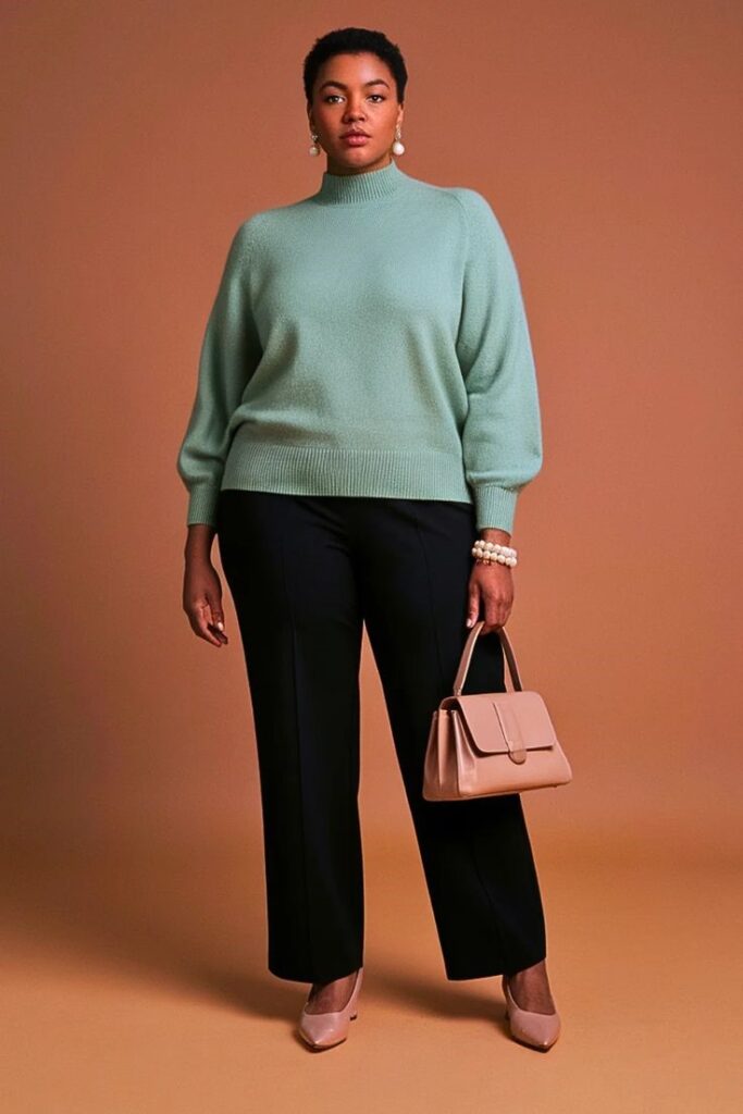 Lightweight knit sweater for a plus size professional wardrobe