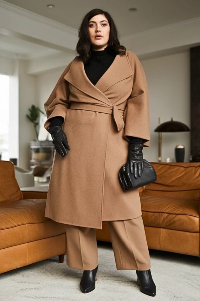 Tailored wool coat styled as a timeless investment piece for colder seasons.