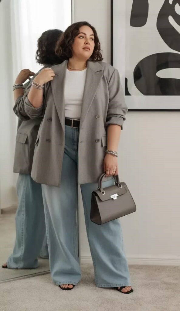 Plus-size woman wearing an oversized blazer for a polished look