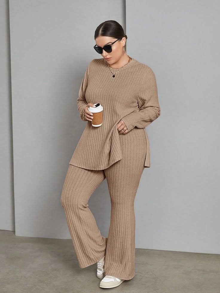 Matching knit set for a comfortable plus size business outfit