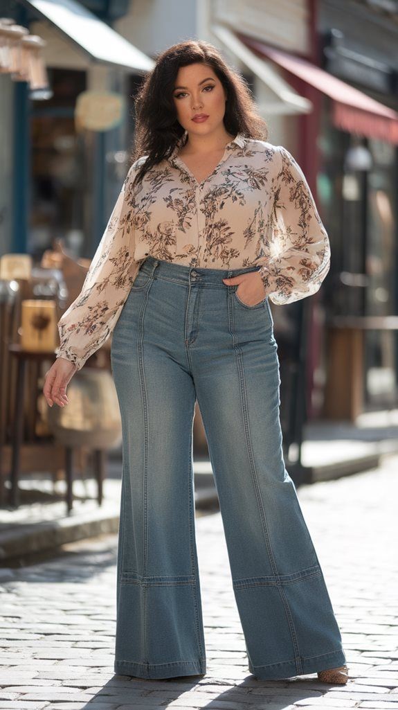 High-waisted wide-leg jeans that allow comfortable movement 