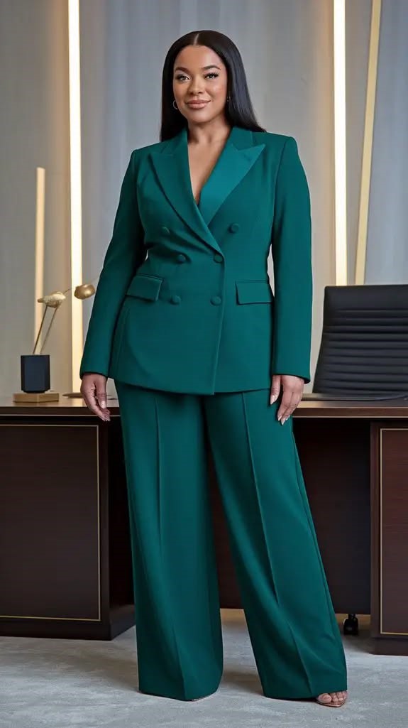 Plus size woman wearing a well-fitted tailored suit