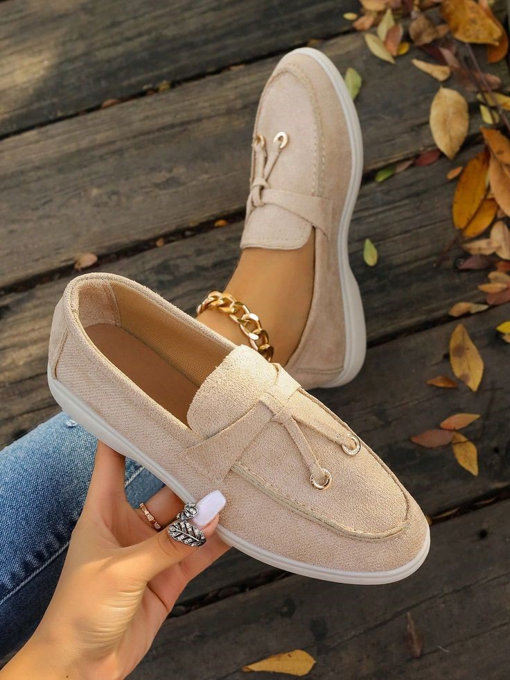 Plus size wardrobe basics with comfortable beige loafers