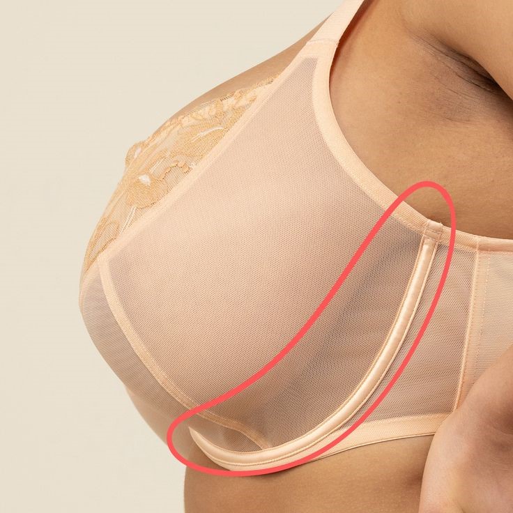 Bra underwire and cup shape showing how bra construction affects fit