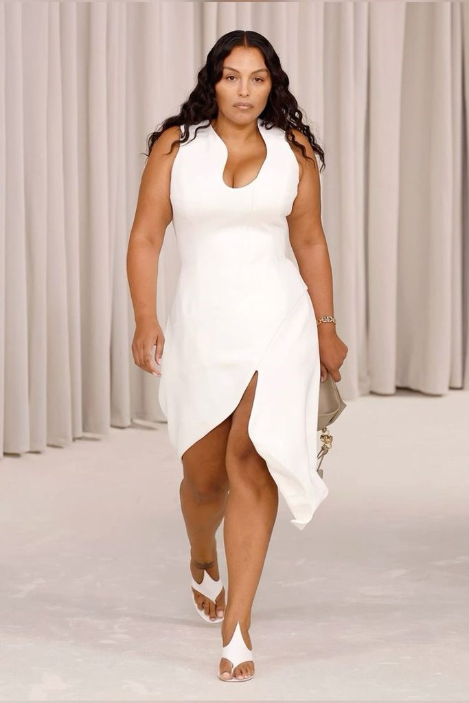 Paloma Elsesser wearing a modern celebrity plus size look with relaxed tailoring