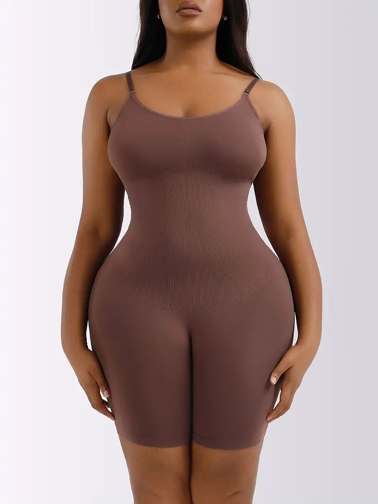 Plus size woman wearing a comfortable full-body shapewear bodysuit