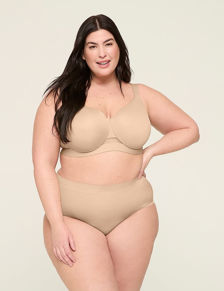 Comfortable plus size intimates with a supportive bra and high-waisted underwear