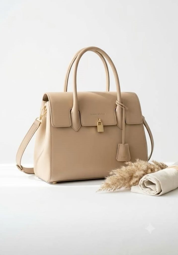 Cream beige handbag, one of the best handbags that go with everything for elegant everyday and dressy outfits