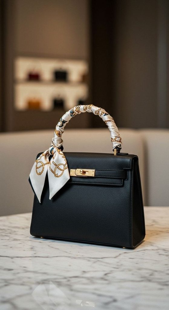 Black elegant chain-handle handbag, one of the handbags that go with everything for polished everyday and evening outfits