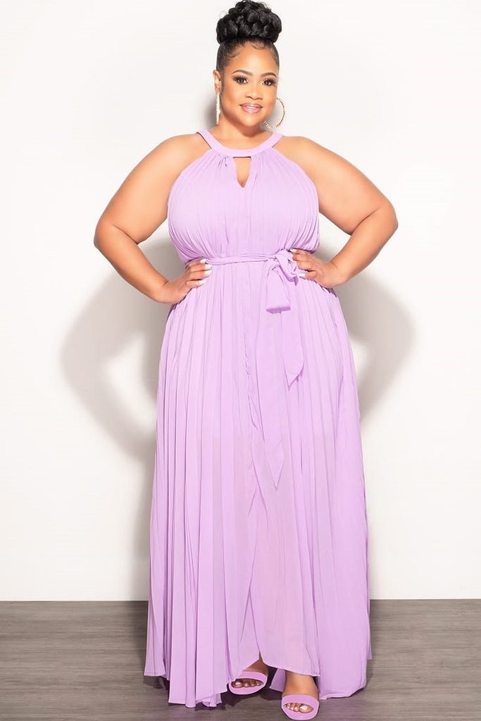 Lavender chiffon maxi dress for a wedding guest