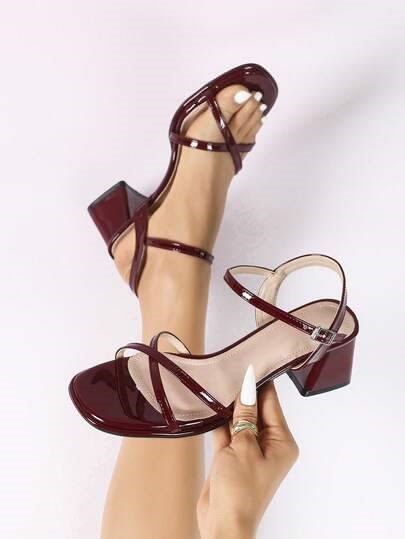 Shoes Every Plus Size Woman Should Own - burgundy strappy sandals with a block heel