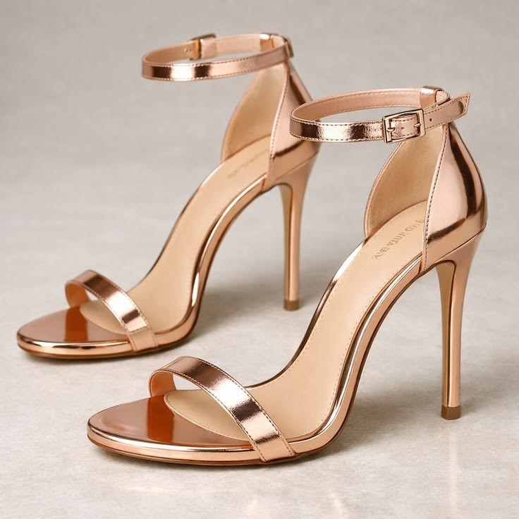 Shoes Every Plus Size Woman Should Own - rose gold strappy dressy heels