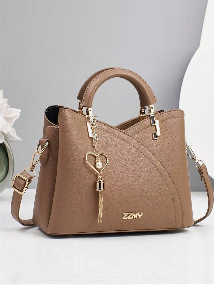 Taupe structured top-handle handbag that goes with everything for an elegant everyday look