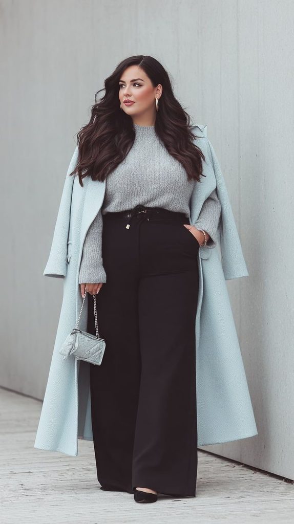 The Styling Mistake That’s Making Your Outfits Look Boxy with a tucked sweater and long coat