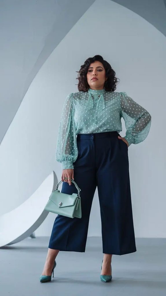 The Styling Mistake That’s Making Your Outfits Look Boxy with a  balanced tucked blouse and wide-leg trousers