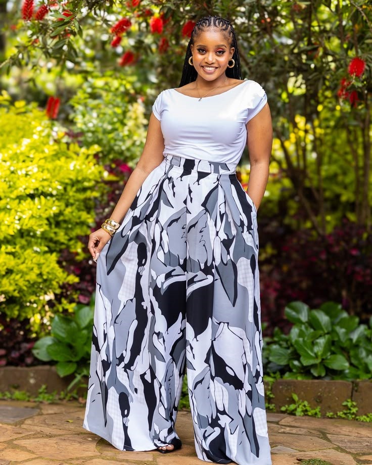 Beach Cover-Up Ideas You'll Wear All Vacation featuring printed wide-leg palazzo pants