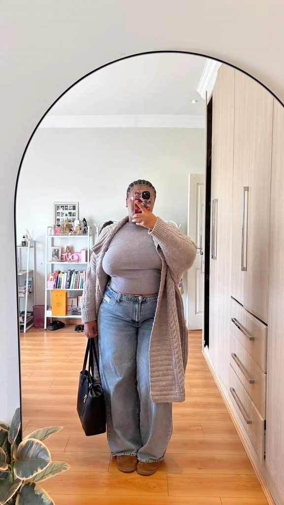 Stylish plus size woman wearing versatile wardrobe pieces instead of things stylish women never buy anymore.